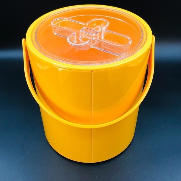 70s DRULANE Yellow Ice Bucket Vintage Barware Accessory Mid Century Happy Hour - Picture 2 of 10